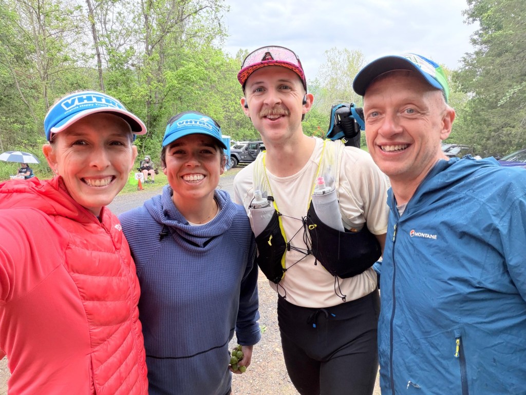 St Elmo's crew at the Habron Gap aid station. Left to right: Lauren, Juliana, Patrick, and Adam 