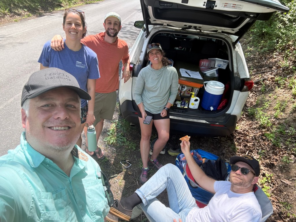 Patrick's crew loitering by Shawl Gap aid station.
