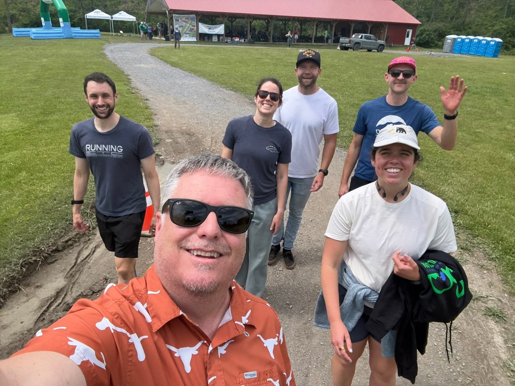 Patrick and crew walking back to the car after a successful MMT.